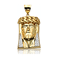 Two-Tone Jesus Face Braided Crown Beaded Panels Pendant - 10K Gold