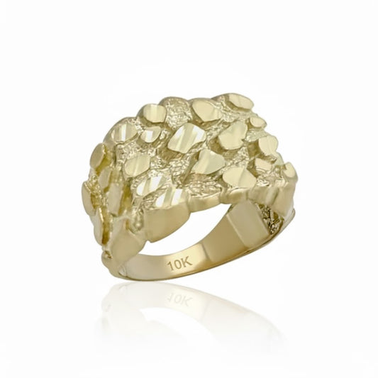 Nugget Square Ring - 10K Yellow Gold