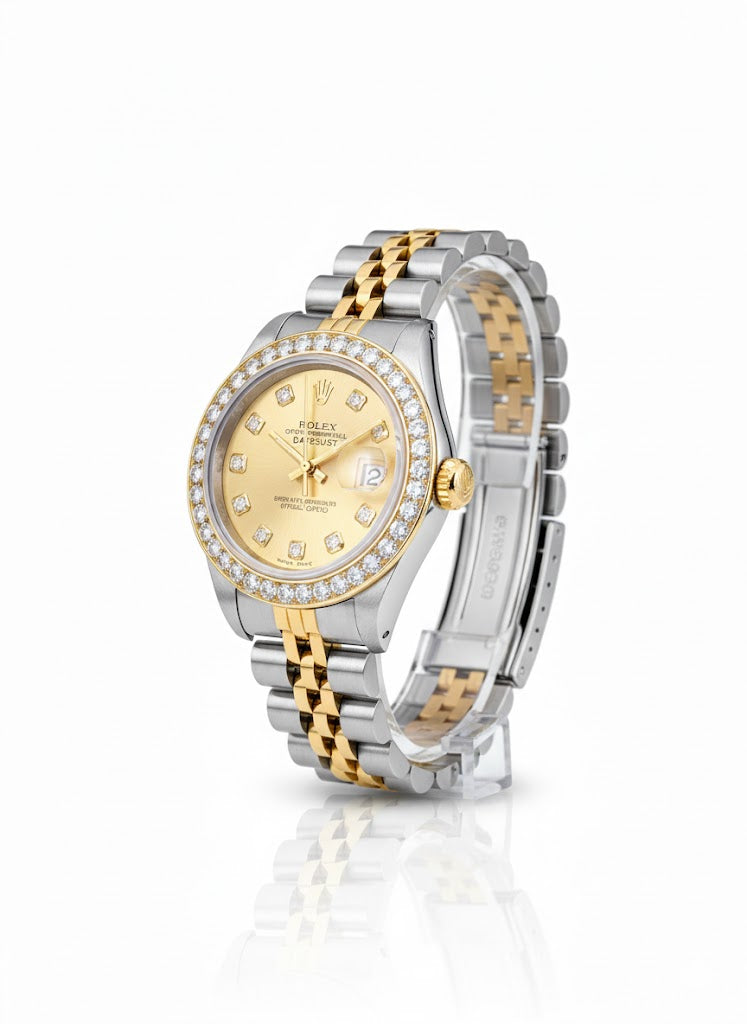 Rolex Datejust Diamond Bezel Watch 26mm Champagne Diamond Dial | 1.10ct