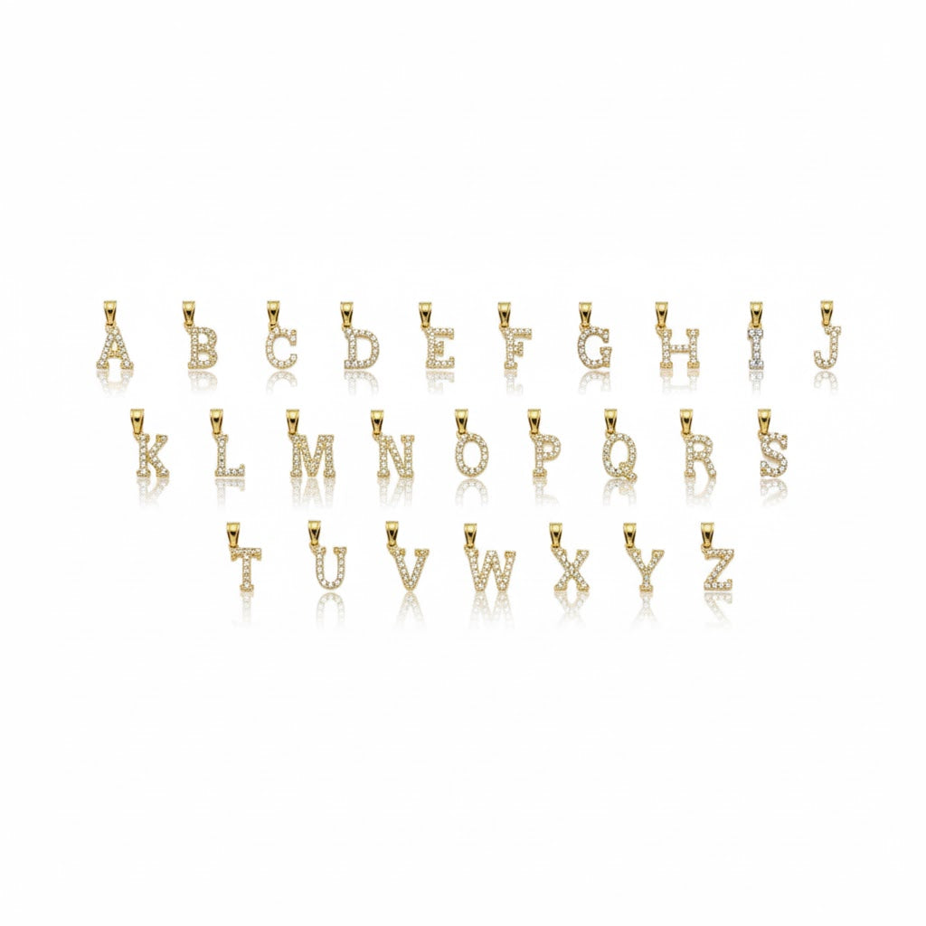 Tiny Initial Pendant  Charm - 10k Yellow Gold