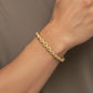 Brazalete de cadena tipo cuerda - Oro pavé amarillo de 14 quilates - Sólido