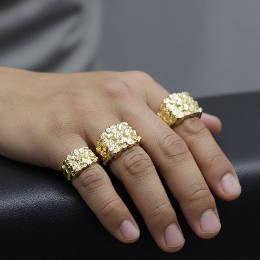 Nugget Square Ring - 10K Yellow Gold