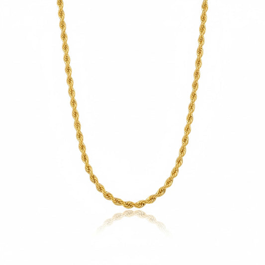 Rope Chain Necklace - 14K Yellow Gold - Hollow