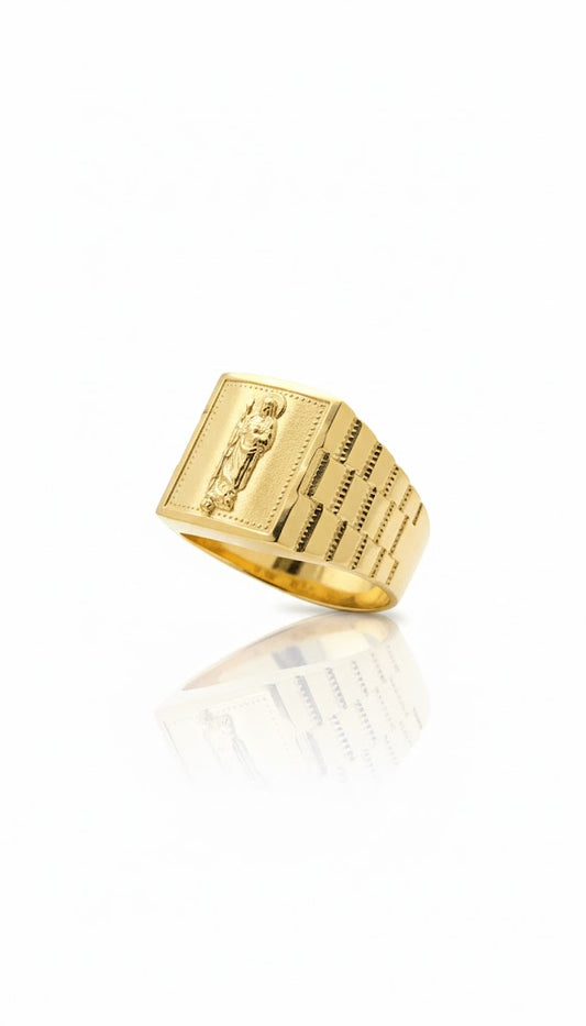10K Yellow Gold - Diamond Cut Jesus Religious Ring