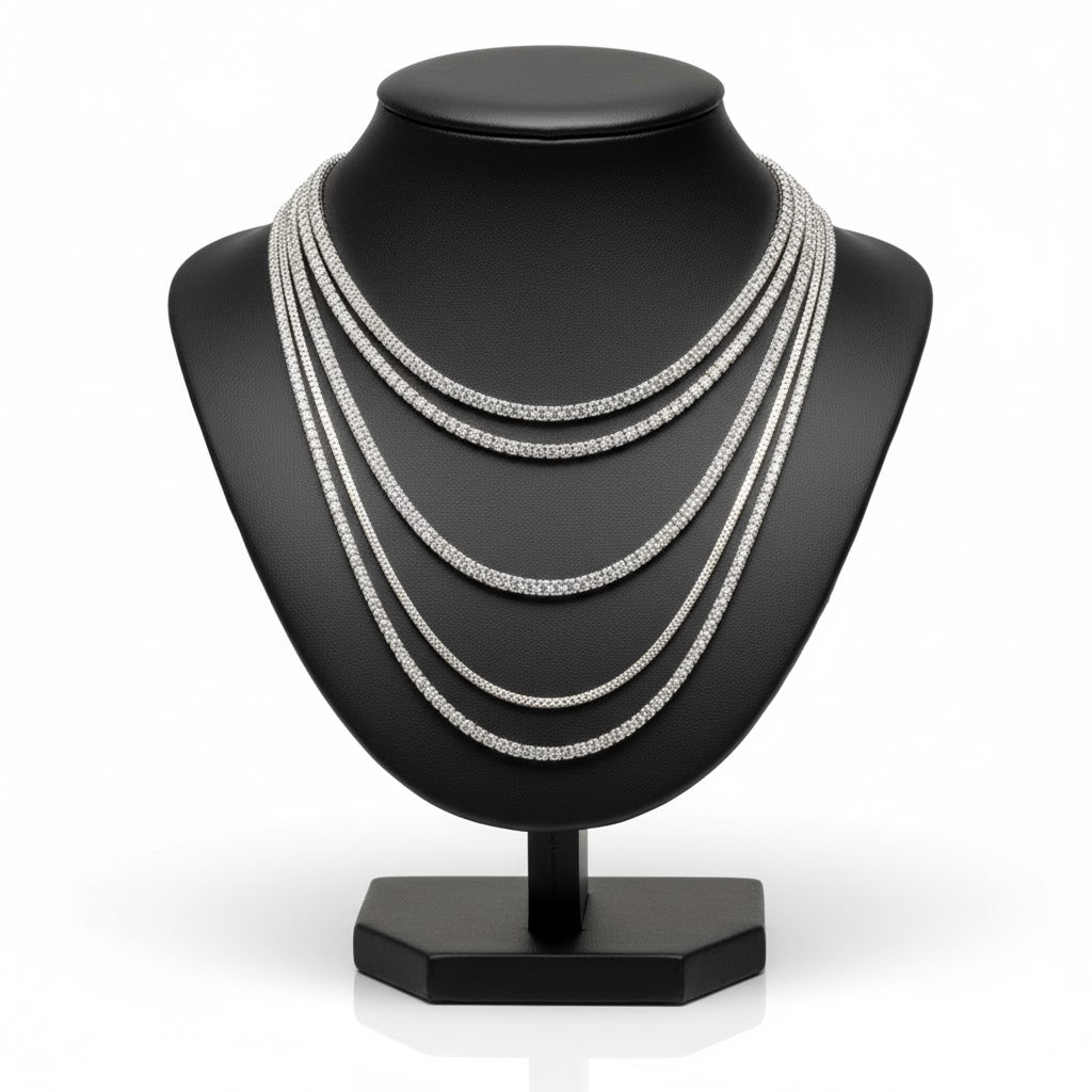 Diamond Cut Ice Chain - 10K White Gold