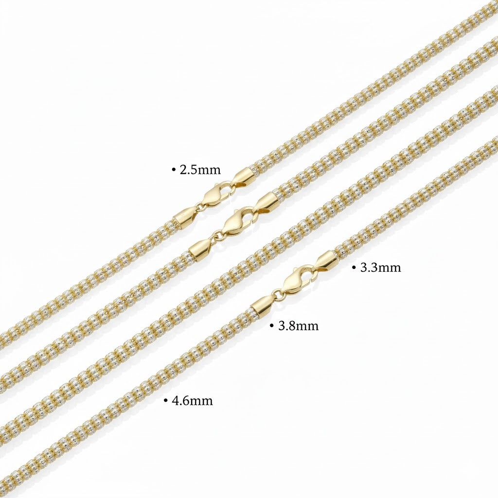 Diamond Cut Ice Chain - 10K Yellow Gold