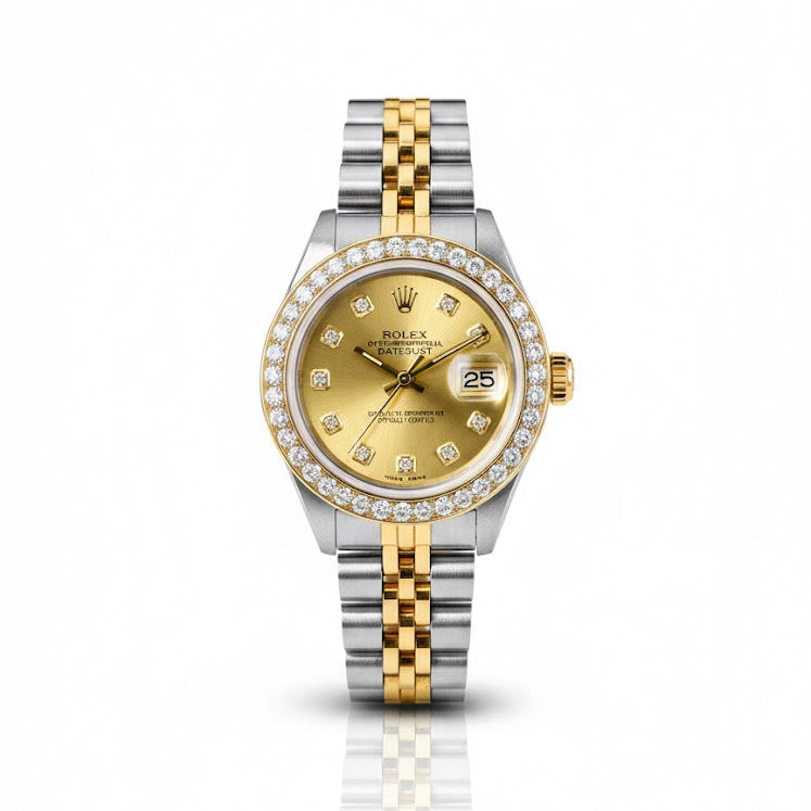 Rolex Datejust Diamond Bezel Watch 26mm Champagne Diamond Dial | 1.10ct