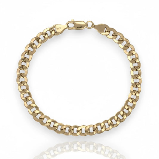 Curb Cuban Link Chain Bracelet - 10K Yellow Gold - Hollow