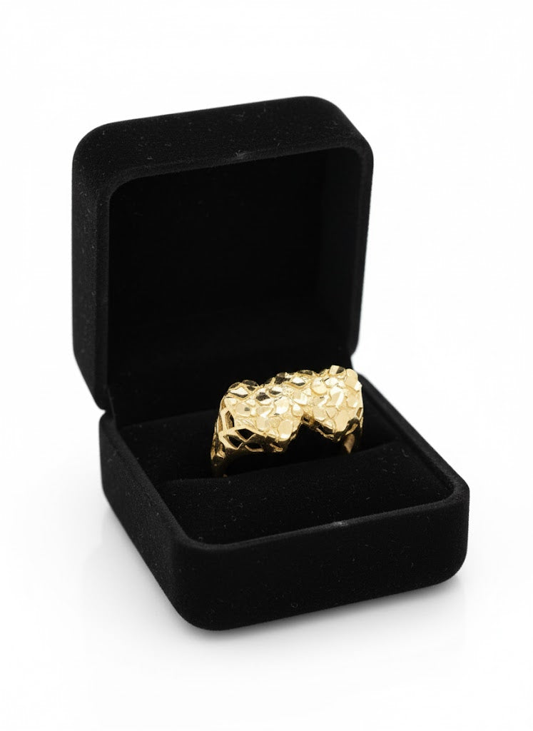 10K Solid Gold Double Heart Nugget Ring Multiple Sizes– Love Heart Ring for Women & Girls – All Ring Sizes – Jewelry