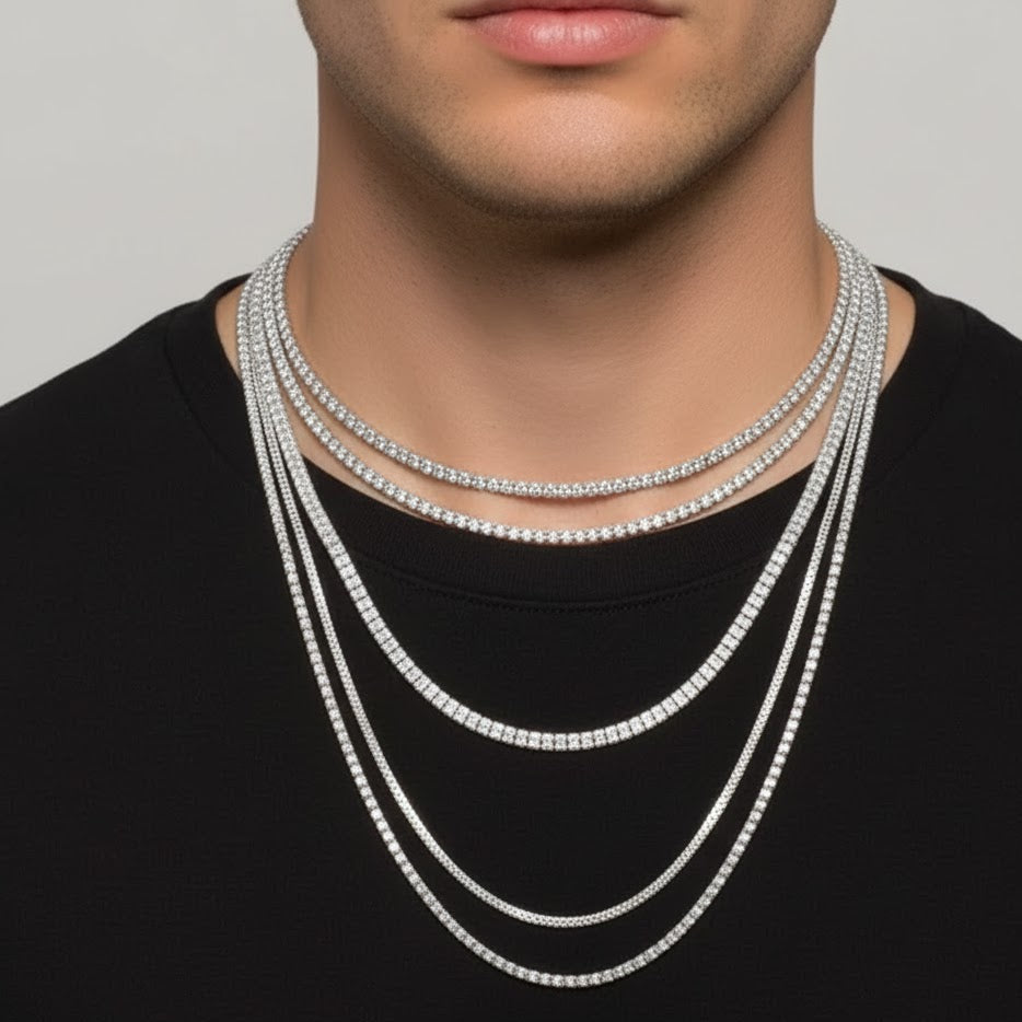 Diamond Cut Ice Chain - 10K White Gold