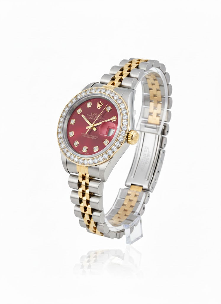 Rolex Datejust Diamond Bezel Watch 26mm Red Diamond Dial | 1.10ct