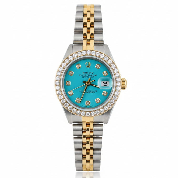 Rolex Datejust Diamond Bezel Watch 26mm Turquoise Diamond Dial | 1.10ct