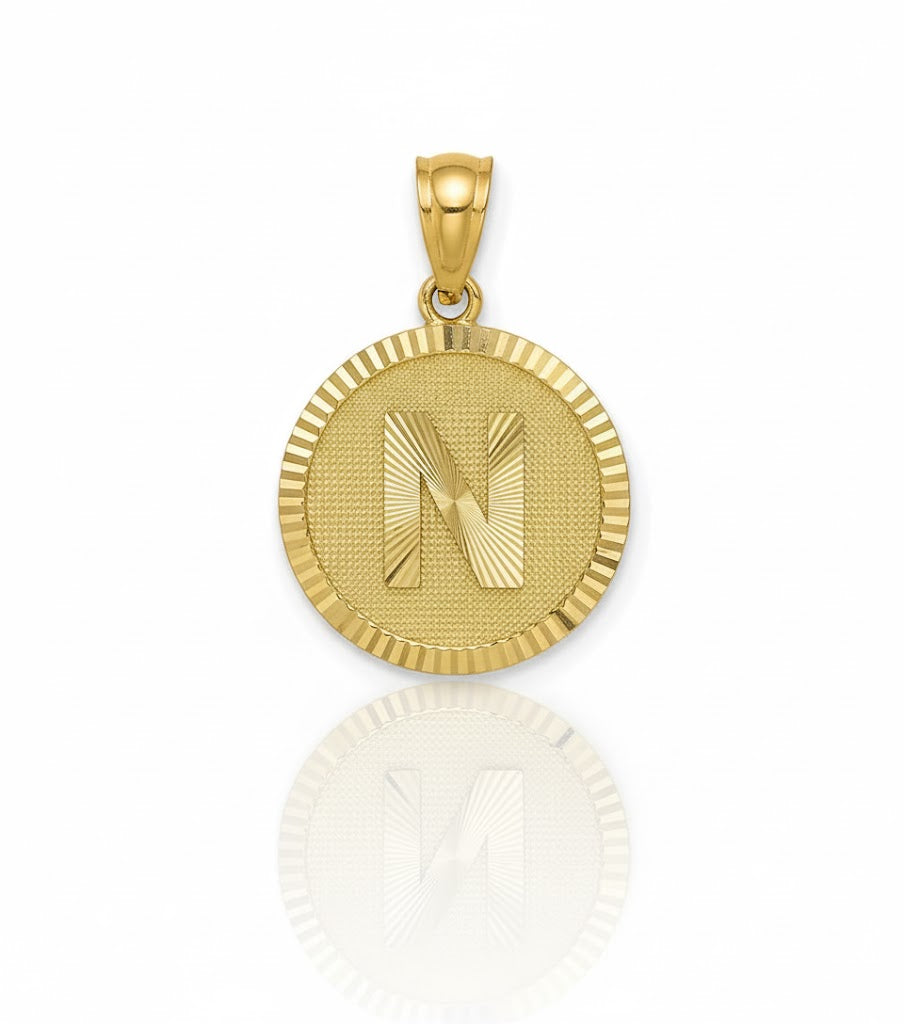 Initial Pendant Charm Diamond Cut - 10K Yellow Gold
