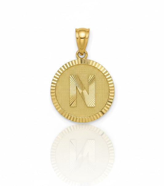 Initial Pendant Charm Diamond Cut - 10K Yellow Gold