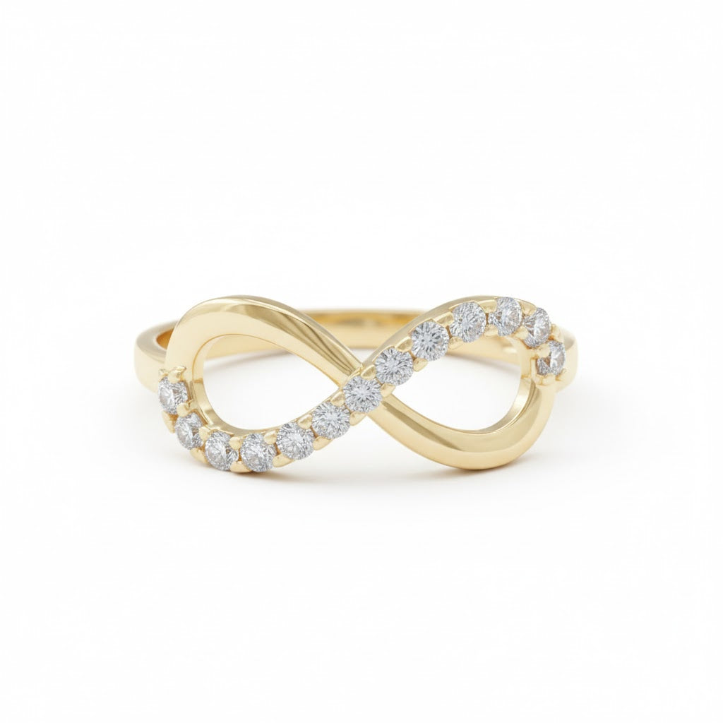 Gold CZ Infinity Ring - 10K Yellow Gold