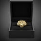 Anillo de oro amarillo con cabeza de león texturizada - Oro amarillo de 10 quilates 