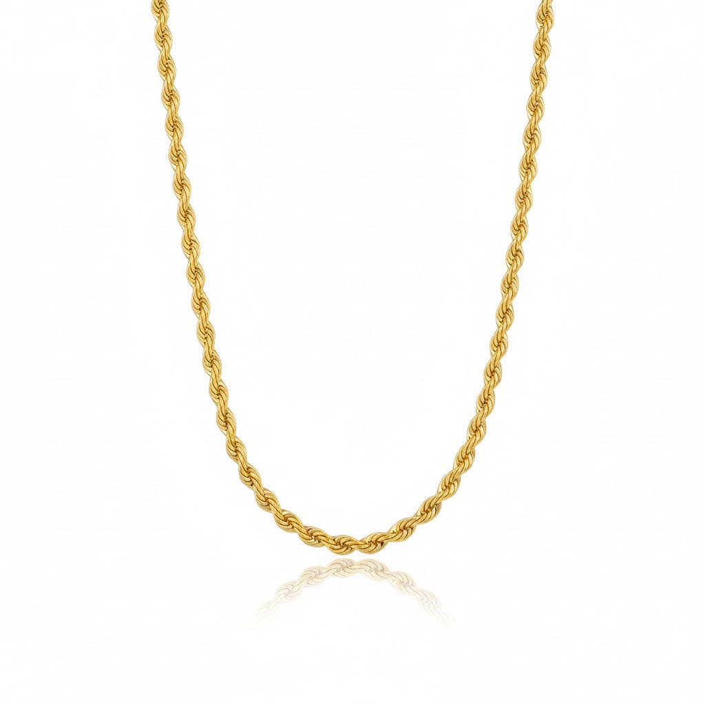 Rope Chain Necklace - 14K Yellow Gold - Solid