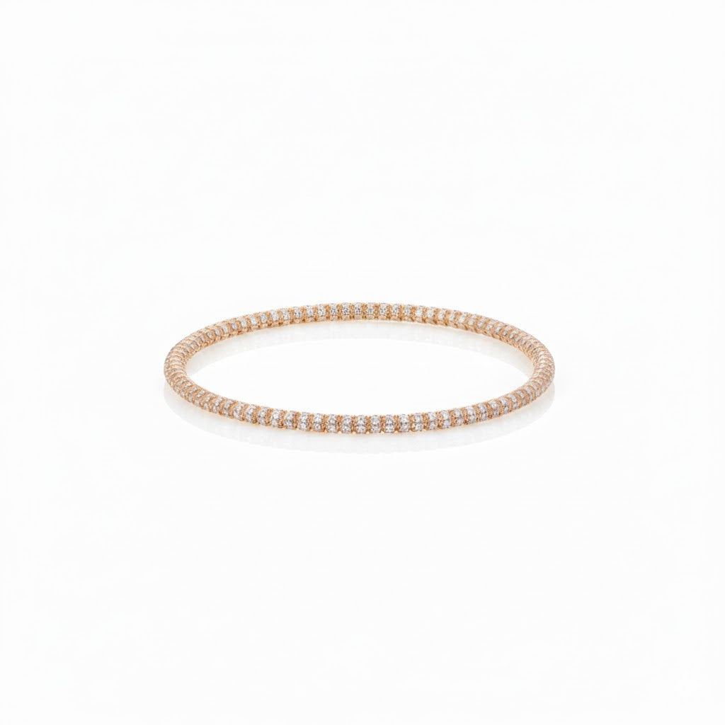 Pulsera de cadena de hielo - Oro pavé rosa de 14 quilates