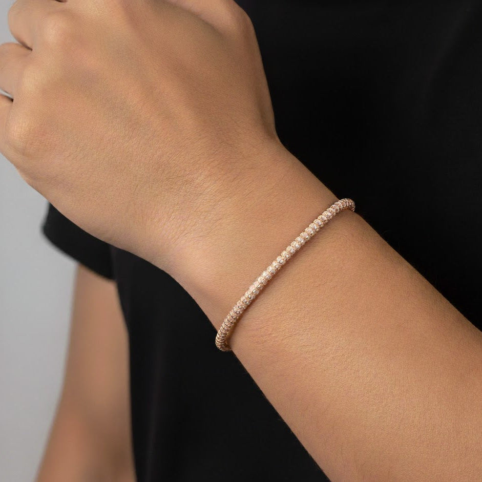 Pulsera de cadena de hielo - Oro pavé rosa de 14 quilates