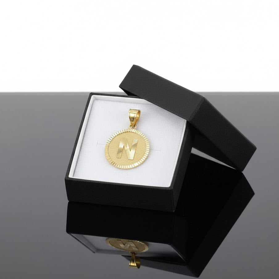 Initial Pendant Charm Diamond Cut - 10K Yellow Gold