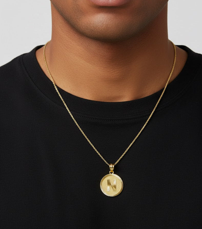 Initial Pendant Charm Diamond Cut - 10K Yellow Gold