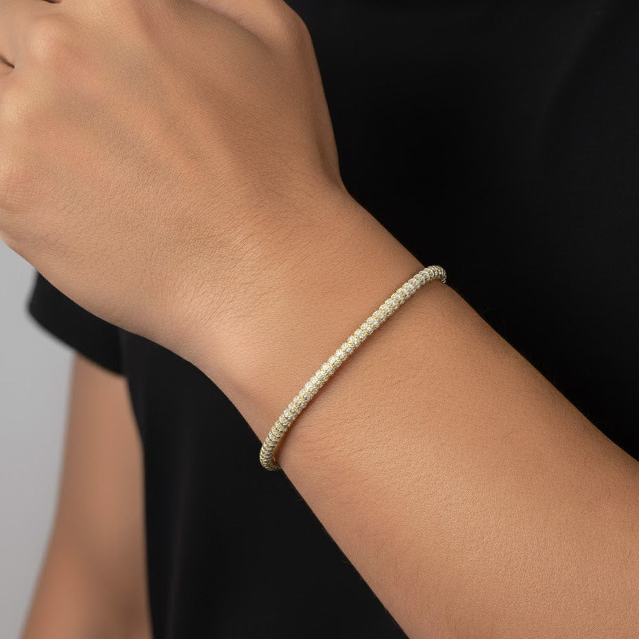 Pulsera de cadena de hielo - Oro pavé amarillo de 10 quilates