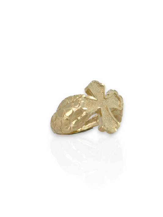 10K Solid Gold Cross Nugget Ring – Religious Gold Jewelry