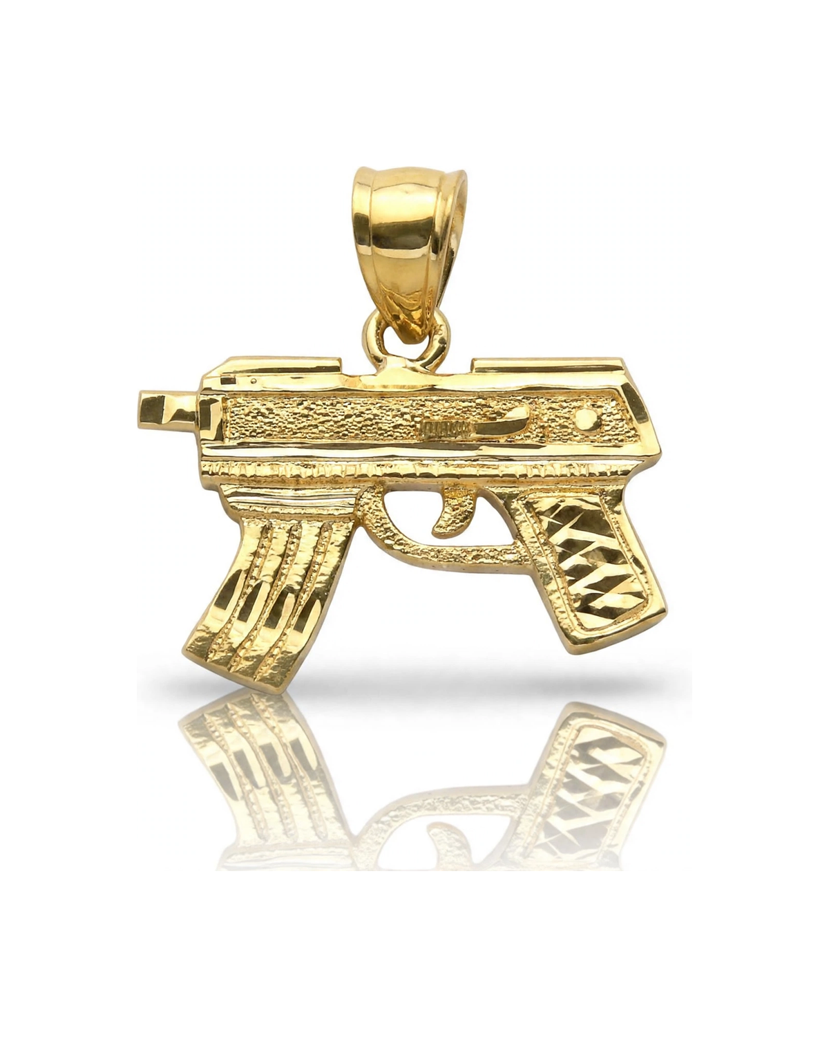 Machine Gun Pendant Uzi Style - 10K Yellow Gold