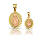 Virgin of Guadalupe Oval Rose Center Pendant - 10K Gold
