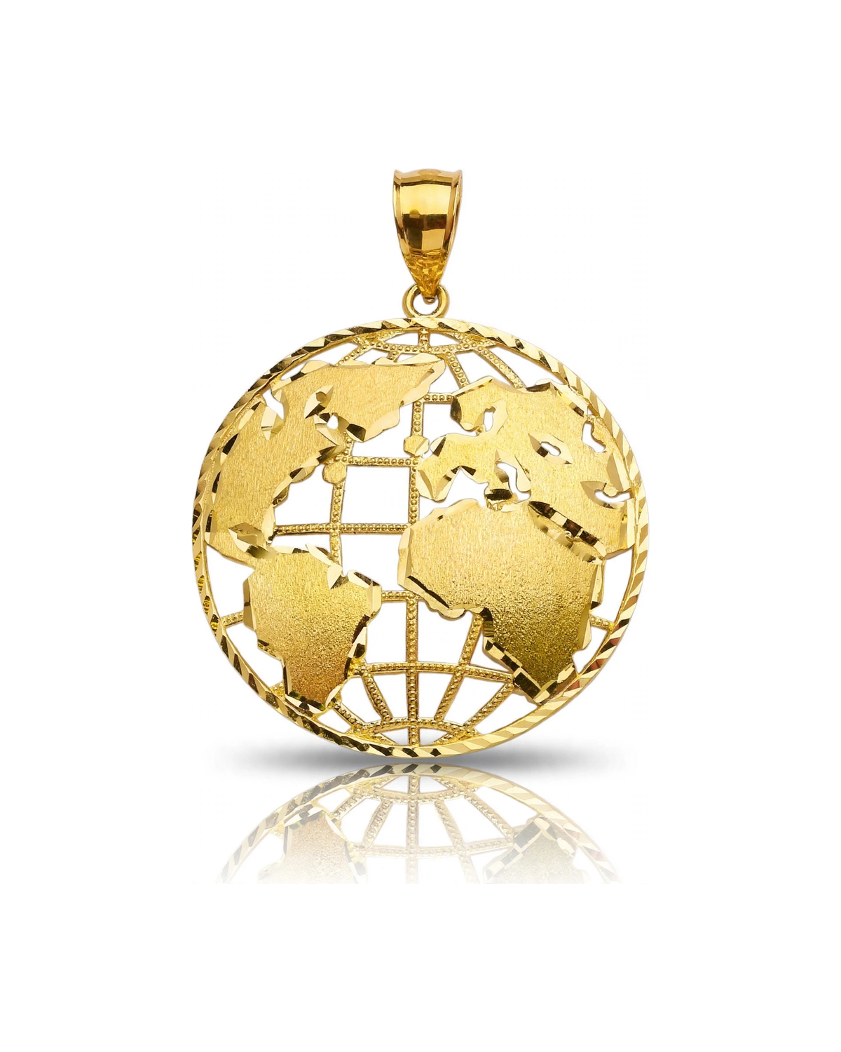 World Globe Map Pendant - 10K Yellow Gold