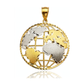 World Globe Two-Tone Map Pendant - 10K Gold