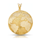 World Map Globe CZ-Studded Round Pendant - 10K Yellow Gold