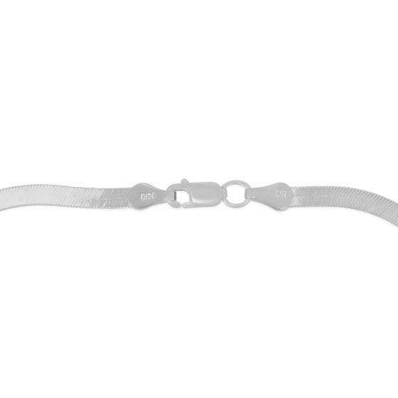 Herringbone Link Chain Bracelet - 14K White Gold - Solid
