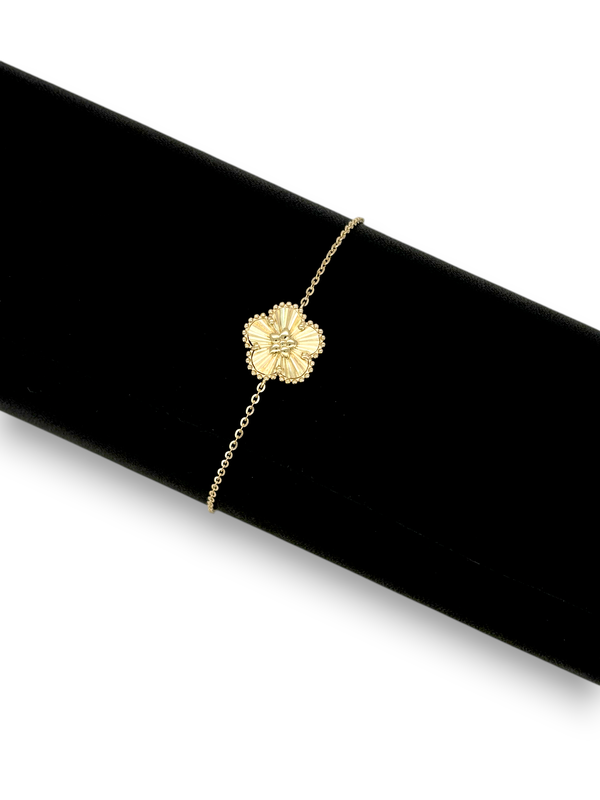 10K Yellow Gold Clover Leaf Bracelet – Adjustable Lucky Charm Jewelry