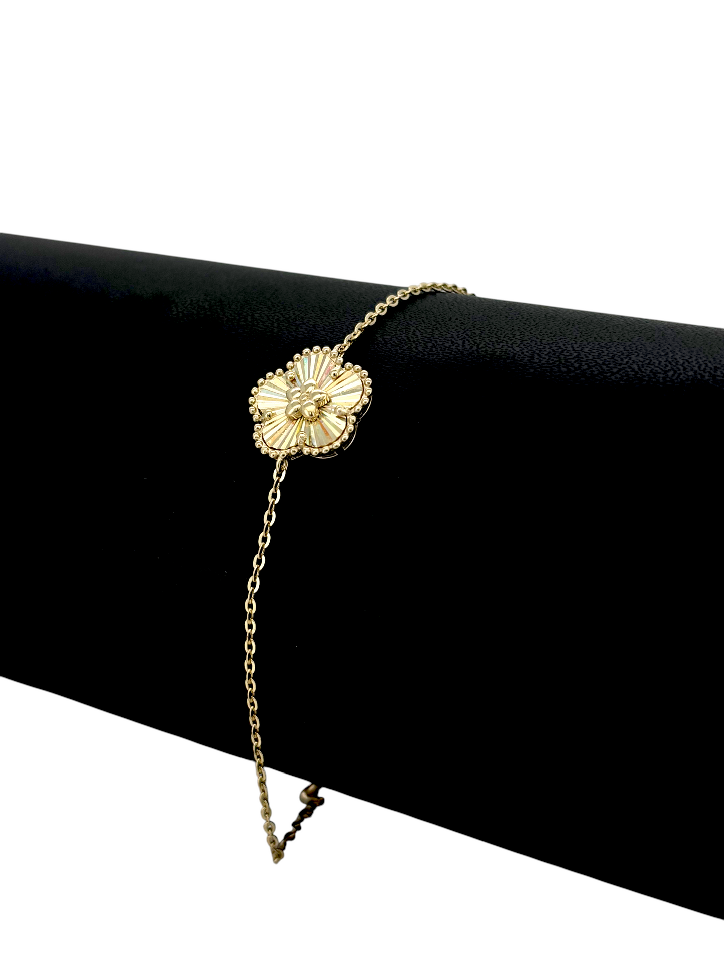 10K Yellow Gold Clover Leaf Bracelet – Adjustable Lucky Charm Jewelry