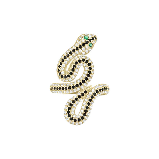 Snake CZ Ring - 10K Yellow Gold